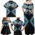 Blue Aotearoa Tukutuku Manawa Tapu Family Matching Off Shoulder Maxi Dress and Hawaiian Shirt Ta Moko Toi Maori