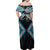 Blue Aotearoa Tukutuku Manawa Tapu Family Matching Off Shoulder Maxi Dress and Hawaiian Shirt Ta Moko Toi Maori