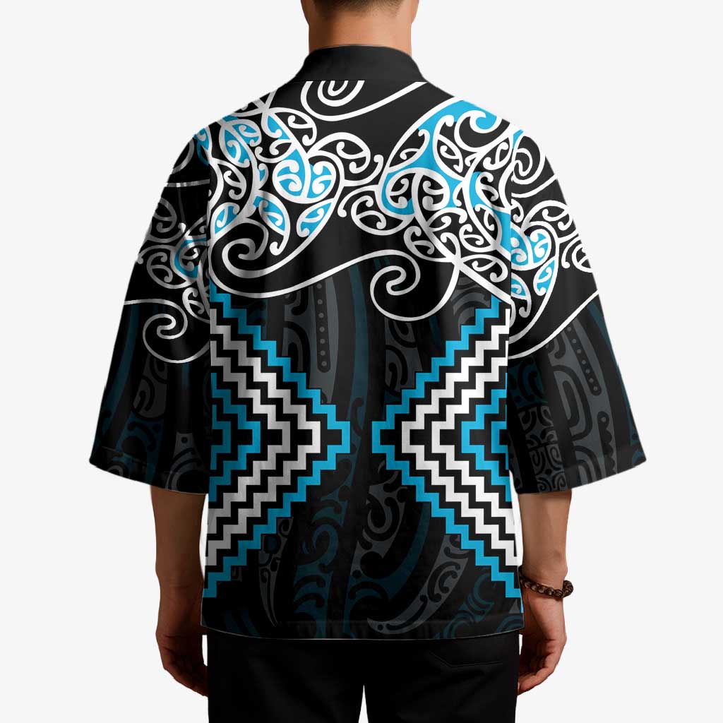 Blue Aotearoa Tukutuku Manawa Tapu Kimono Ta Moko Toi Maori - Polynesian Pride