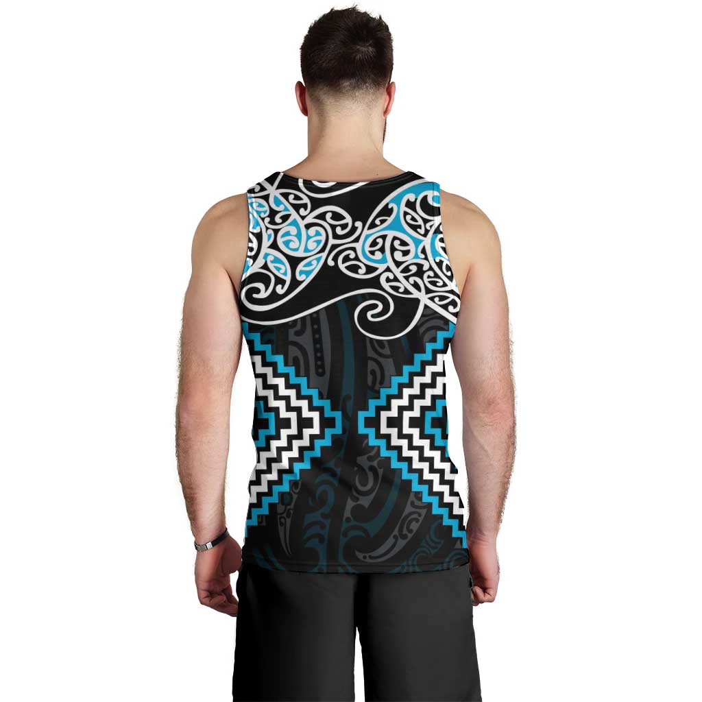 Blue Aotearoa Tukutuku Manawa Tapu Men Tank Top Ta Moko Toi Maori