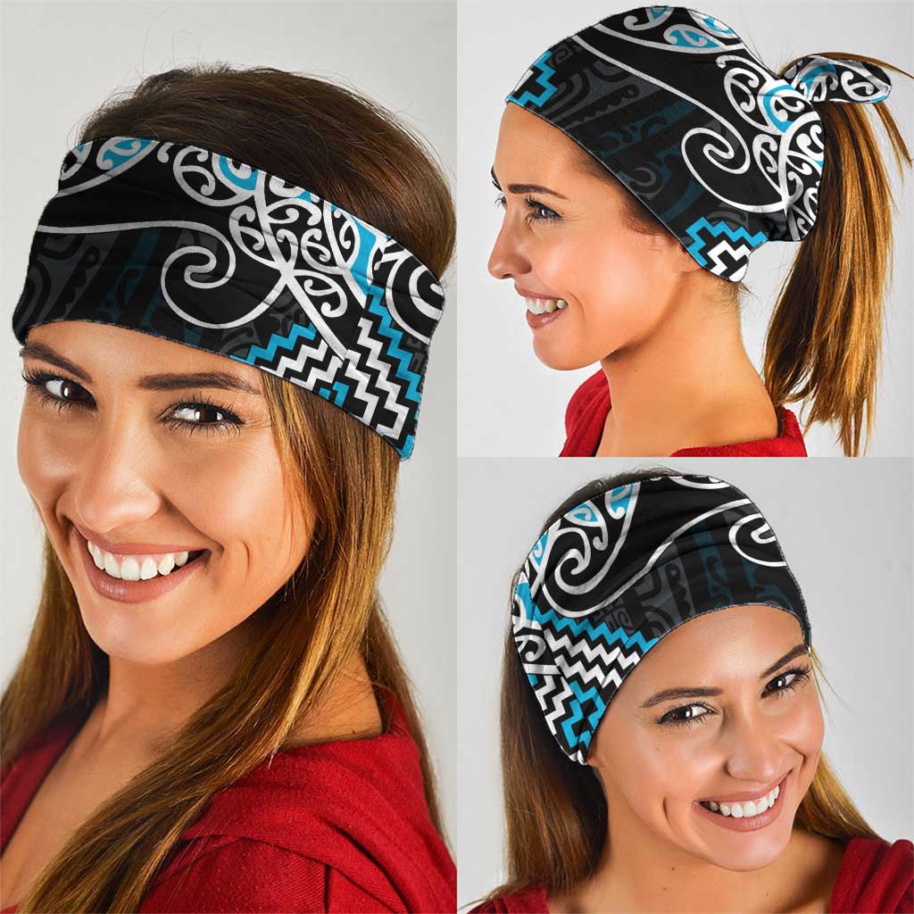 Blue Aotearoa Tukutuku Manawa Tapu Neck Gaiter Ta Moko Toi Maori - Polynesian Pride