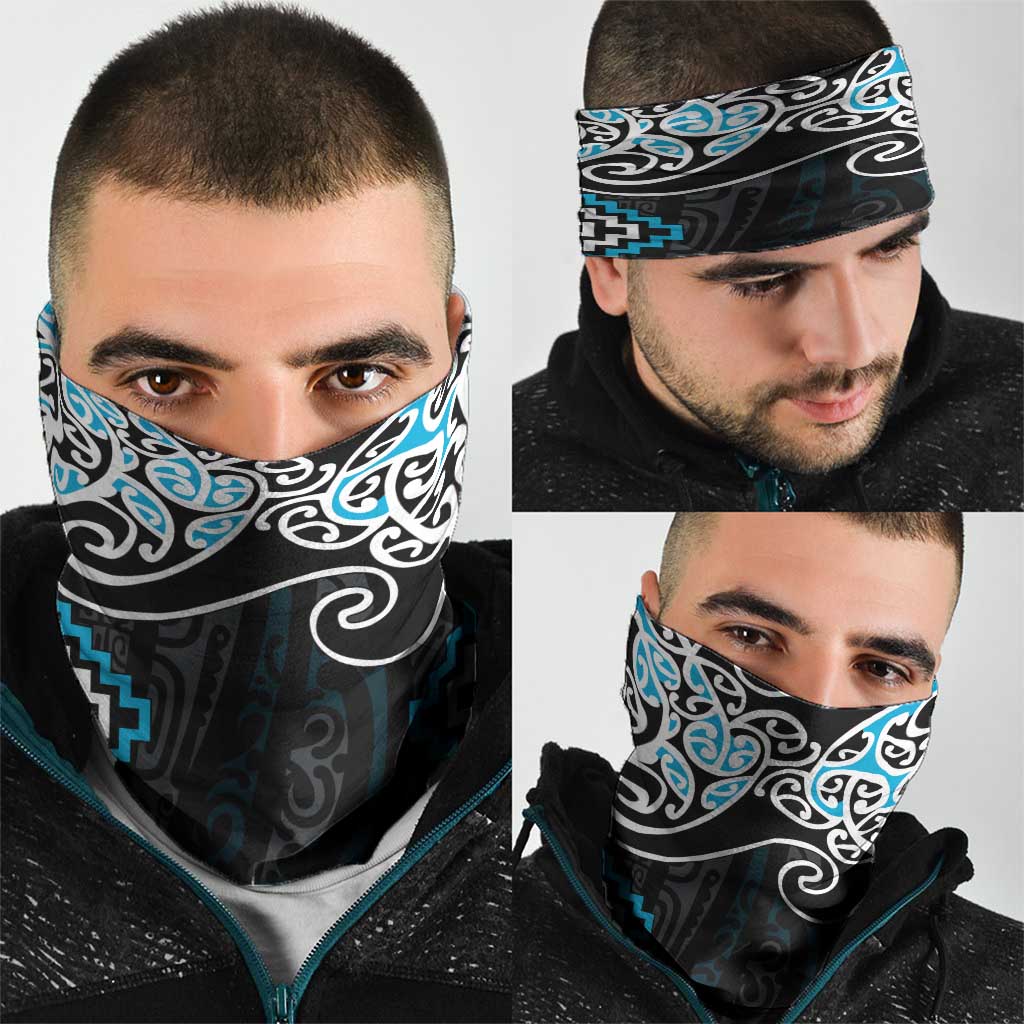 Blue Aotearoa Tukutuku Manawa Tapu Neck Gaiter Ta Moko Toi Maori - Polynesian Pride