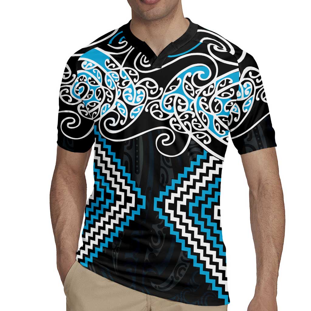 Blue Aotearoa Tukutuku Manawa Tapu Rugby Jersey Ta Moko Toi Maori