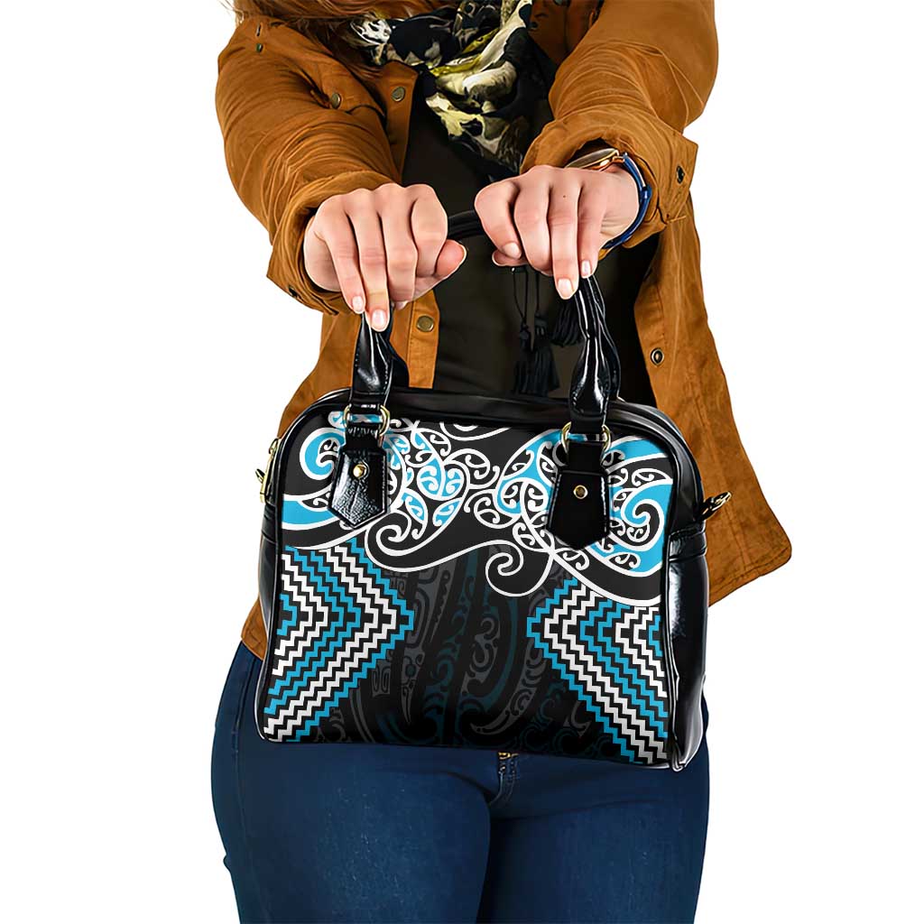 Blue Aotearoa Tukutuku Manawa Tapu Shoulder Handbag Ta Moko Toi Maori