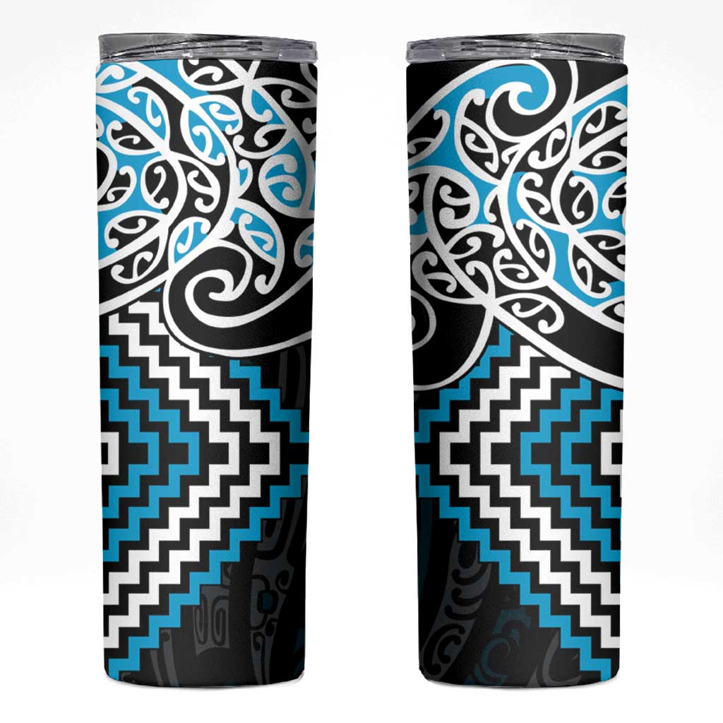 Blue Aotearoa Tukutuku Manawa Tapu Skinny Tumbler Ta Moko Toi Maori