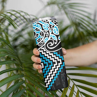 Blue Aotearoa Tukutuku Manawa Tapu Skinny Tumbler Ta Moko Toi Maori LT9 - Polynesian Pride