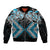 Blue Aotearoa Tukutuku Manawa Tapu Sleeve Zip Bomber Jacket Ta Moko Toi Maori