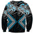 Blue Aotearoa Tukutuku Manawa Tapu Sweatshirt Ta Moko Toi Maori