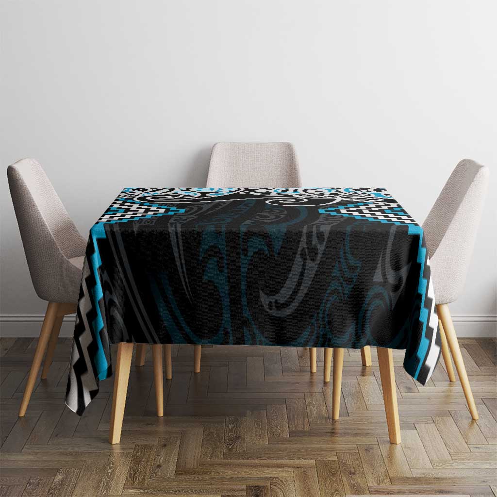 Blue Aotearoa Tukutuku Manawa Tapu Tablecloth Ta Moko Toi Maori