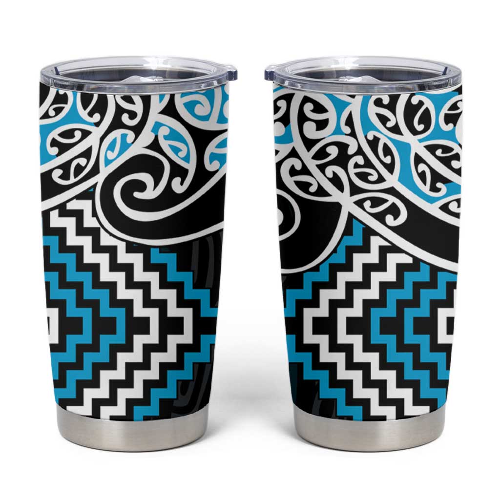 Blue Aotearoa Tukutuku Manawa Tapu Tumbler Cup Ta Moko Toi Maori