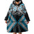 Blue Aotearoa Tukutuku Manawa Tapu Wearable Blanket Hoodie Ta Moko Toi Maori