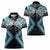 Blue Aotearoa Tukutuku Manawa Tapu Women Polo Shirt Ta Moko Toi Maori