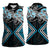 Blue Aotearoa Tukutuku Manawa Tapu Women Sleeveless Polo Shirt Ta Moko Toi Maori