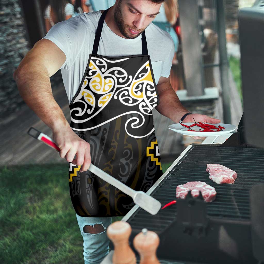 Gold Aotearoa Tukutuku Manawa Tapu Apron Ta Moko Toi Maori - Polynesian Pride