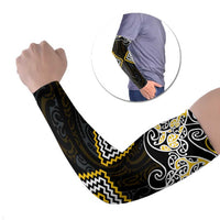 Gold Aotearoa Tukutuku Manawa Tapu Arm Sleeves Ta Moko Toi Maori - Polynesian Pride