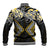 Gold Aotearoa Tukutuku Manawa Tapu Baseball Jacket Ta Moko Toi Maori