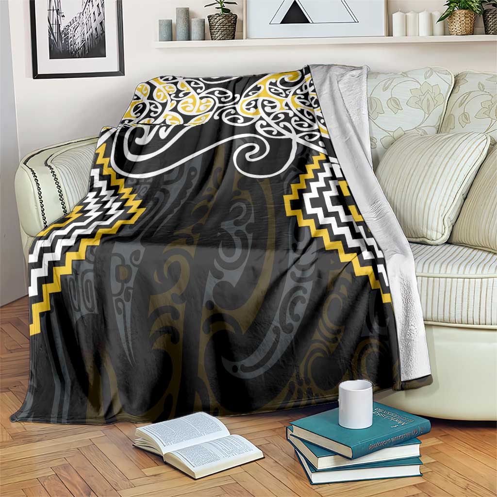 Gold Aotearoa Tukutuku Manawa Tapu Blanket Ta Moko Toi Maori