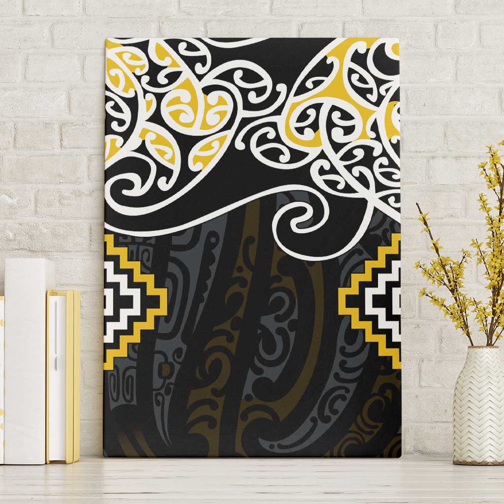 Gold Aotearoa Tukutuku Manawa Tapu Canvas Wall Art Ta Moko Toi Maori