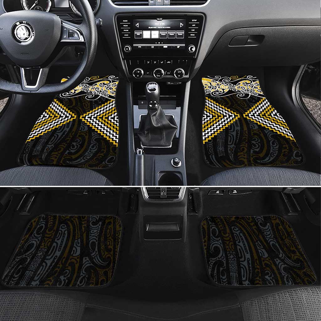 Gold Aotearoa Tukutuku Manawa Tapu Car Mats Ta Moko Toi Maori