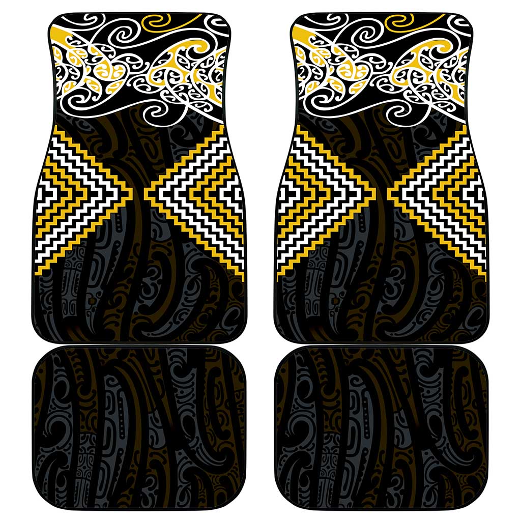 Gold Aotearoa Tukutuku Manawa Tapu Car Mats Ta Moko Toi Maori LT9 - Polynesian Pride