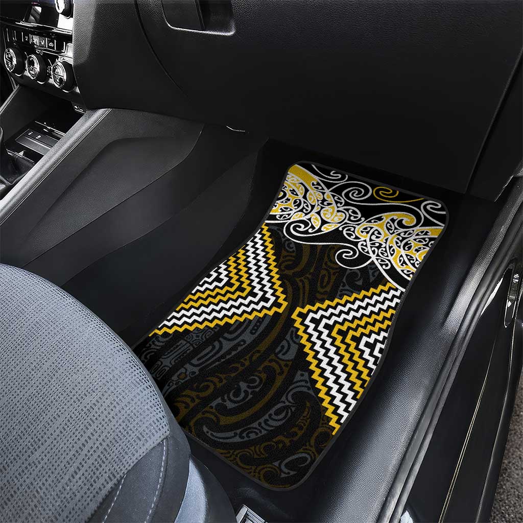 Gold Aotearoa Tukutuku Manawa Tapu Car Mats Ta Moko Toi Maori LT9 - Polynesian Pride