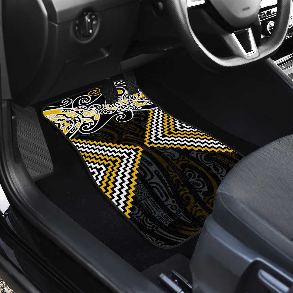 Gold Aotearoa Tukutuku Manawa Tapu Car Mats Ta Moko Toi Maori LT9 - Polynesian Pride