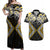 Gold Aotearoa Tukutuku Manawa Tapu Couples Matching Off Shoulder Maxi Dress and Hawaiian Shirt Ta Moko Toi Maori