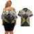 Gold Aotearoa Tukutuku Manawa Tapu Couples Matching Off Shoulder Short Dress and Hawaiian Shirt Ta Moko Toi Maori