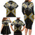 Gold Aotearoa Tukutuku Manawa Tapu Family Matching Long Sleeve Bodycon Dress and Hawaiian Shirt Ta Moko Toi Maori