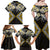 Gold Aotearoa Tukutuku Manawa Tapu Family Matching Off Shoulder Maxi Dress and Hawaiian Shirt Ta Moko Toi Maori