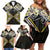 Gold Aotearoa Tukutuku Manawa Tapu Family Matching Off Shoulder Short Dress and Hawaiian Shirt Ta Moko Toi Maori