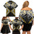 Gold Aotearoa Tukutuku Manawa Tapu Family Matching Off Shoulder Short Dress and Hawaiian Shirt Ta Moko Toi Maori