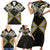 Gold Aotearoa Tukutuku Manawa Tapu Family Matching Short Sleeve Bodycon Dress and Hawaiian Shirt Ta Moko Toi Maori