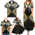 Gold Aotearoa Tukutuku Manawa Tapu Family Matching Summer Maxi Dress and Hawaiian Shirt Ta Moko Toi Maori