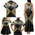 Gold Aotearoa Tukutuku Manawa Tapu Family Matching Tank Maxi Dress and Hawaiian Shirt Ta Moko Toi Maori