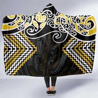 Gold Aotearoa Tukutuku Manawa Tapu Hooded Blanket Ta Moko Toi Maori