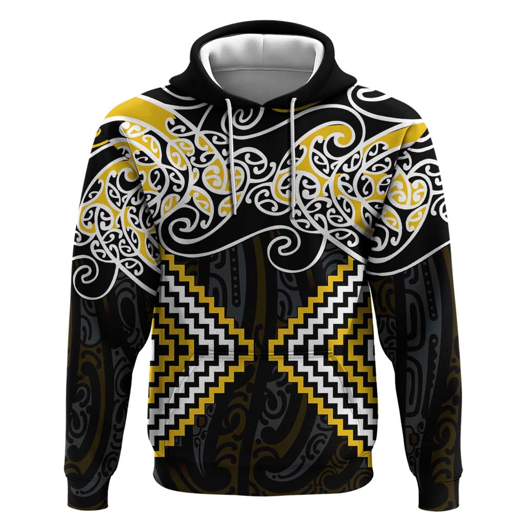 Gold Aotearoa Tukutuku Manawa Tapu Hoodie Ta Moko Toi Maori