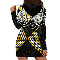Gold Aotearoa Tukutuku Manawa Tapu Hoodie Dress Ta Moko Toi Maori LT9 - Polynesian Pride