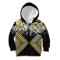 Gold Aotearoa Tukutuku Manawa Tapu Kid Hoodie Ta Moko Toi Maori