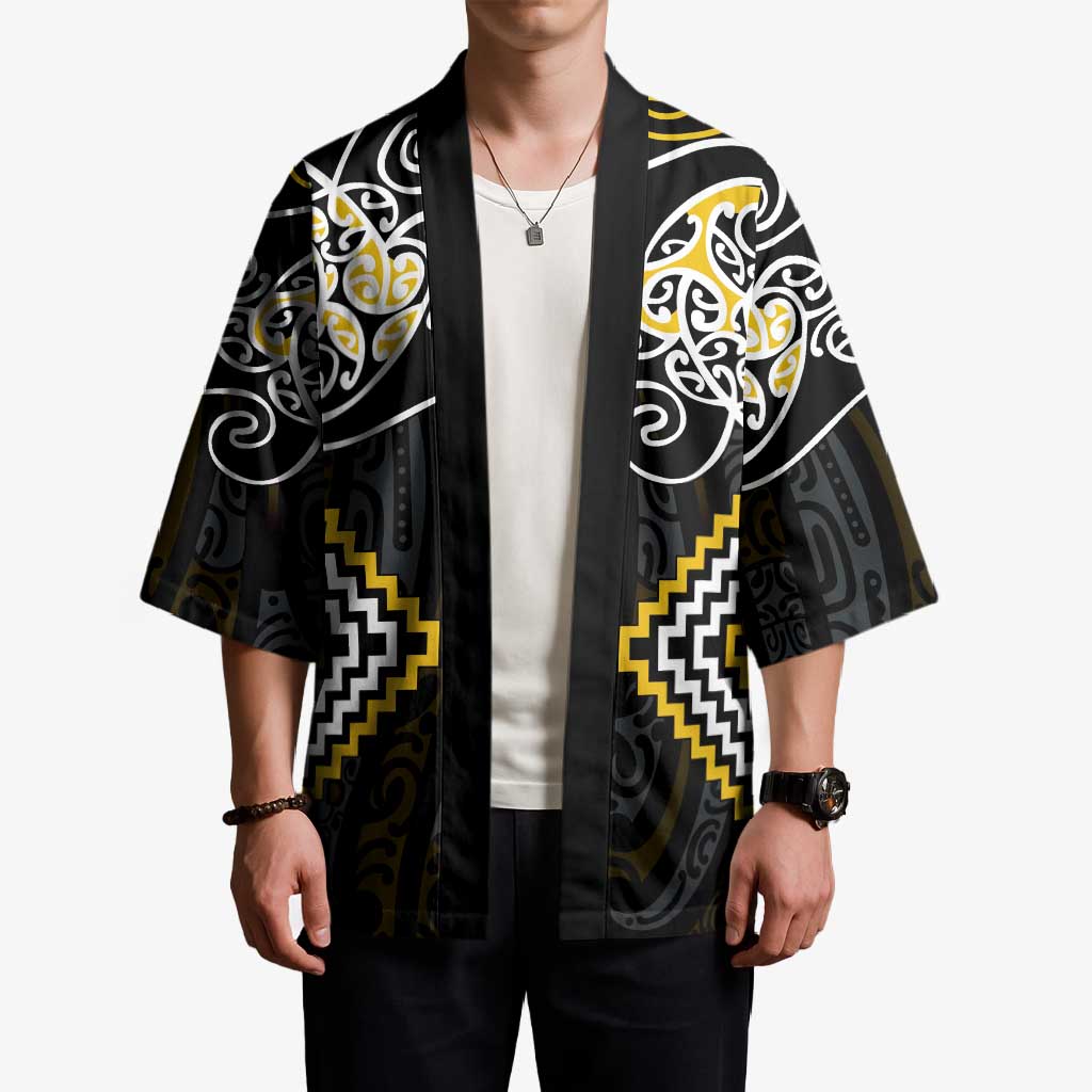 Gold Aotearoa Tukutuku Manawa Tapu Kimono Ta Moko Toi Maori - Polynesian Pride