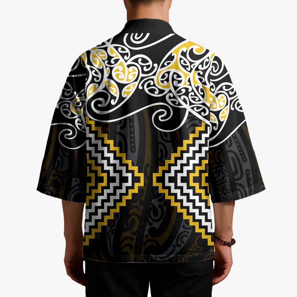Gold Aotearoa Tukutuku Manawa Tapu Kimono Ta Moko Toi Maori - Polynesian Pride