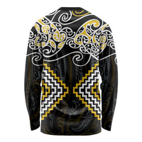 Gold Aotearoa Tukutuku Manawa Tapu Long Sleeve Shirt Ta Moko Toi Maori