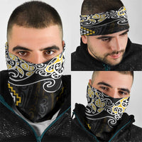 Gold Aotearoa Tukutuku Manawa Tapu Neck Gaiter Ta Moko Toi Maori - Polynesian Pride