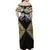 Gold Aotearoa Tukutuku Manawa Tapu Off Shoulder Maxi Dress Ta Moko Toi Maori