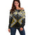 Gold Aotearoa Tukutuku Manawa Tapu Off Shoulder Sweater Ta Moko Toi Maori