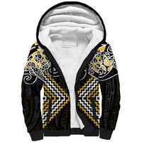 Gold Aotearoa Tukutuku Manawa Tapu Sherpa Hoodie Ta Moko Toi Maori LT9 Unisex Gold - Polynesian Pride