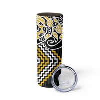 Gold Aotearoa Tukutuku Manawa Tapu Skinny Tumbler Ta Moko Toi Maori LT9 - Polynesian Pride