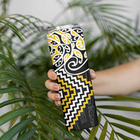 Gold Aotearoa Tukutuku Manawa Tapu Skinny Tumbler Ta Moko Toi Maori LT9 - Polynesian Pride