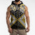 Gold Aotearoa Tukutuku Manawa Tapu Sleeveless Zip Hoodie Ta Moko Toi Maori - Polynesian Pride