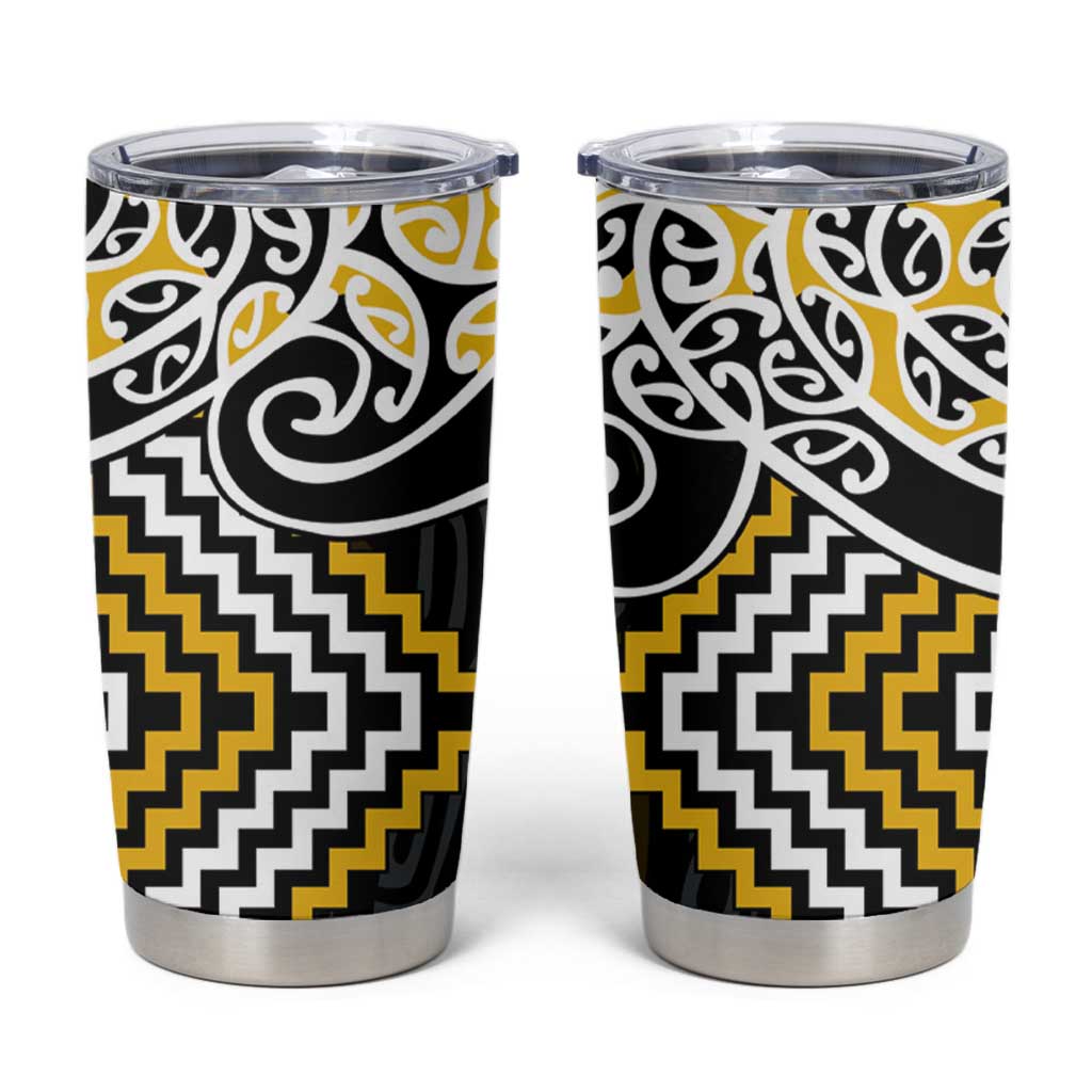 Gold Aotearoa Tukutuku Manawa Tapu Tumbler Cup Ta Moko Toi Maori